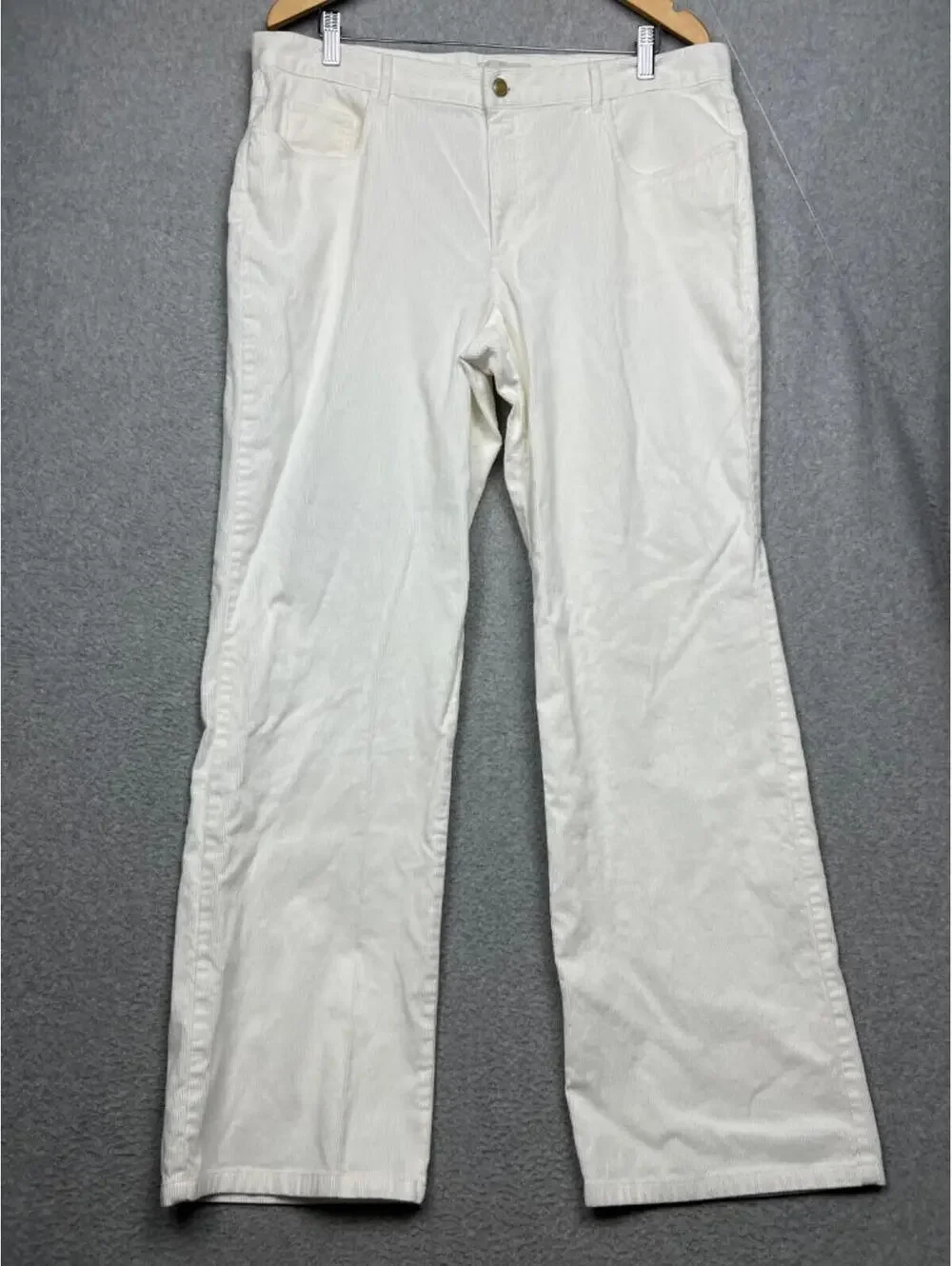 Talbots Corduroy Signature Boots Pants Womens Size 16 White Casual Comfort Class